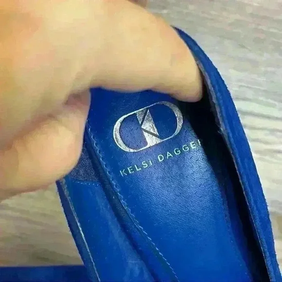Kelsi Dagger Abrielle Blue Suede Platform Heels Women’s Size 7 Leather Upper - Picture 7 of 10